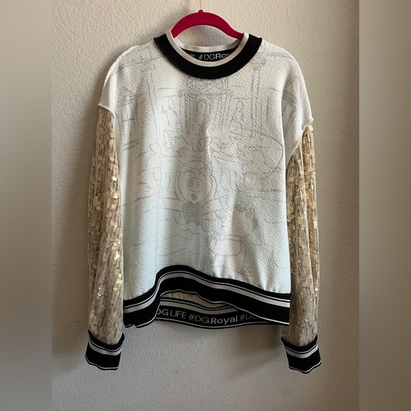 DOLCE & GABBANA Woman’s Year of the Pig Sequined-Sleeves Sweater Multicolored 46 - Picture 10 of 14